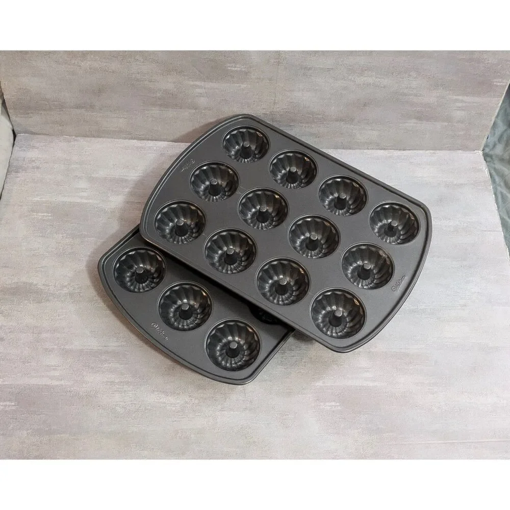 2 Wilton 12-cavity bundt - mini fluted tube pans